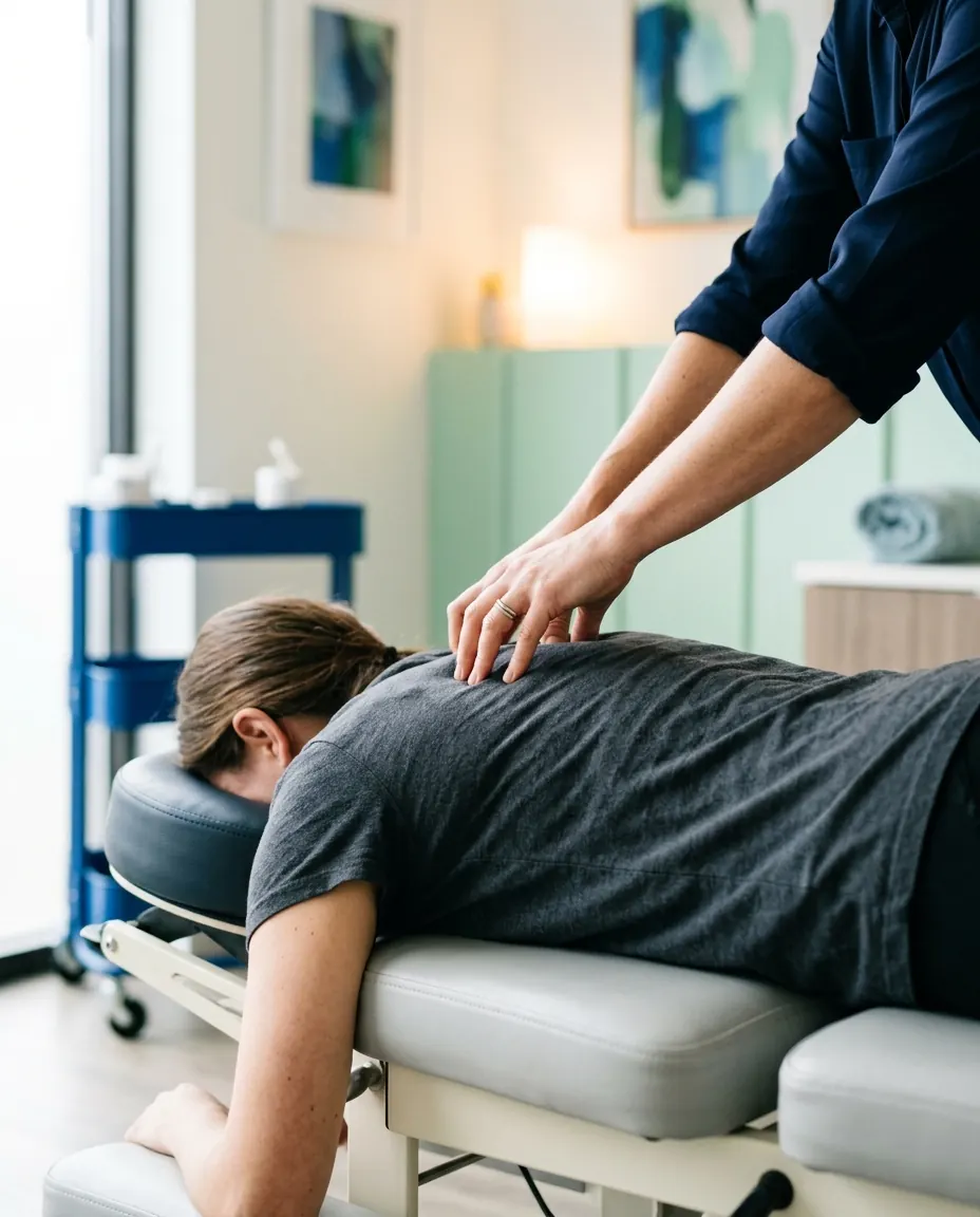 A chiropractor performing a precise adjustment